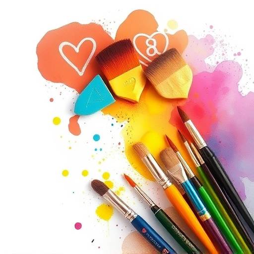 Una tavolozza di colori e pennelli, simbolo dell'arte